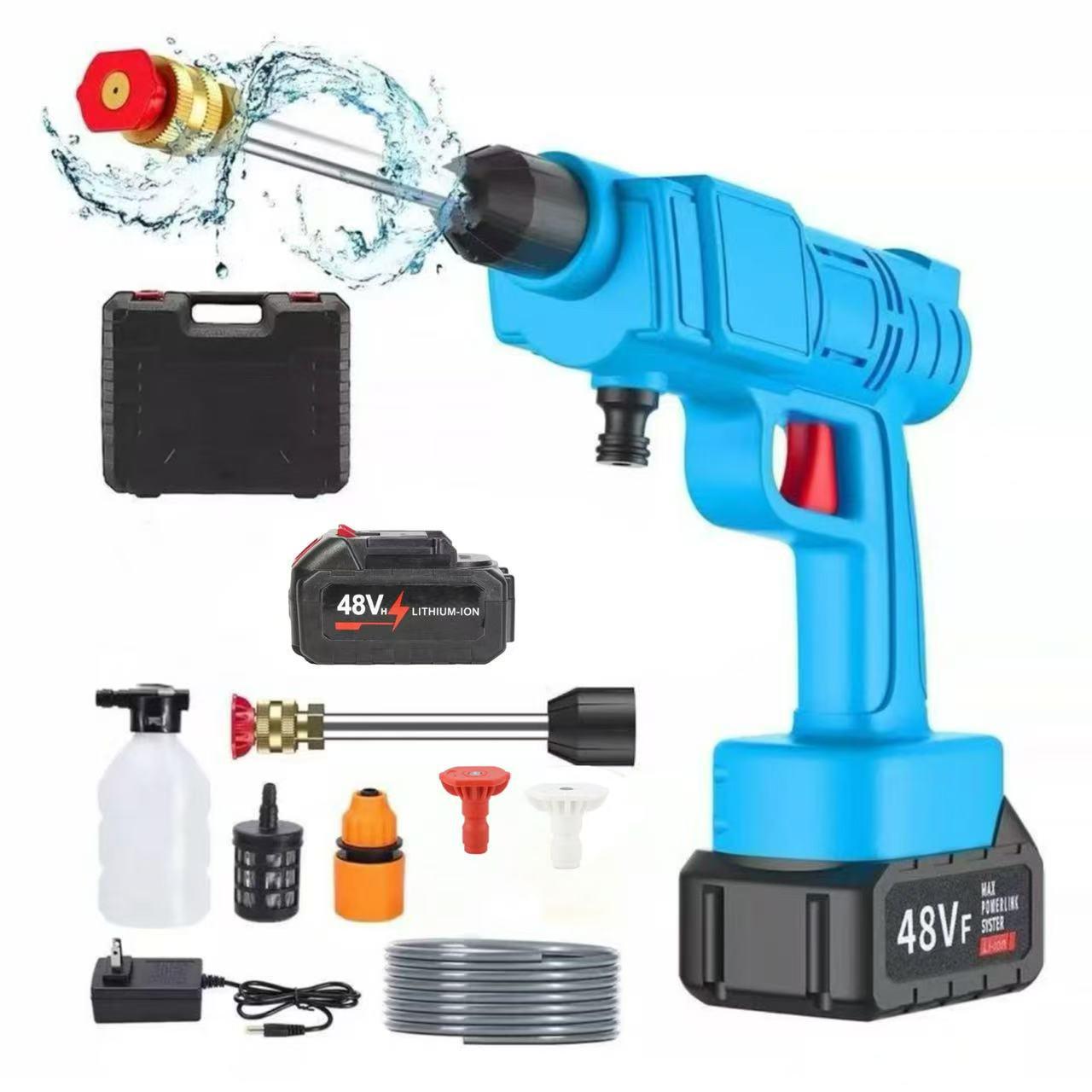 

Электрический пистолет для мойки автомобилей высокого давления: Беспроводной, Суперзаряженный, Питание от литиевой батареи, Идеально подходит для домашнего использования.