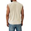 Camiseta sin mangas vintage para hombre con cuello redondo, corte relajado, aspecto retro casual desgastado, chaleco pullover cómodo