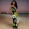 Summer European and American new printed, sexy slim-fitting hip-wrapped dress seaside vacation suspender dress