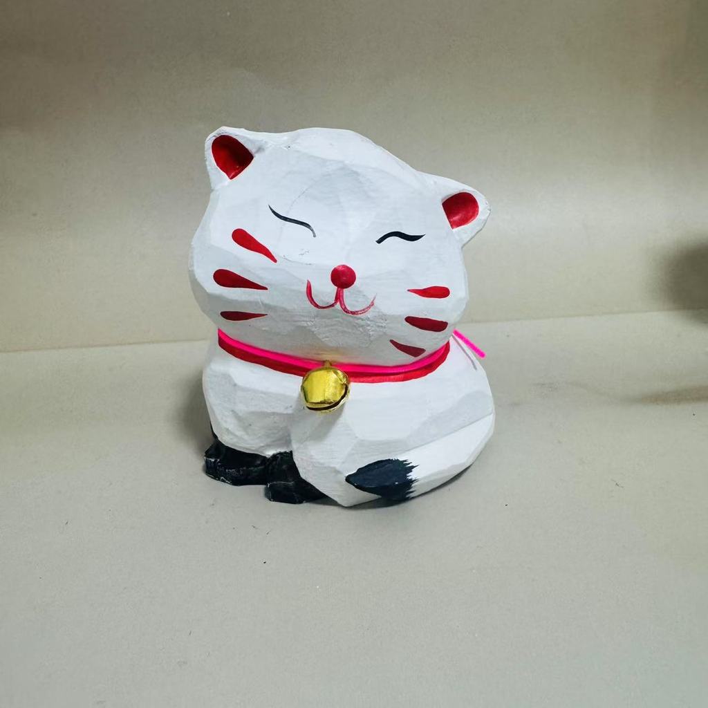 Wooden Cat Figurine Collectible Handcrafted Decor For Giftgiving And Celebrations