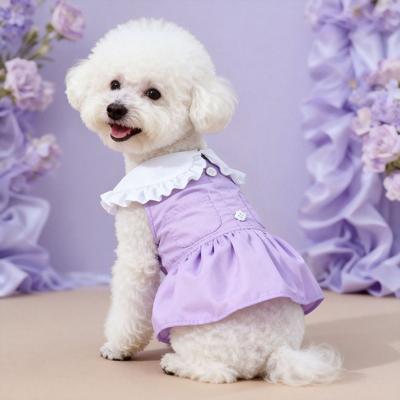 Dog Skirt Summer Thin Peter Pan Collar Dog Dress Cute Student Style Pet Clothes for Small Dogs Teddy Bichon Puppy Outfit Supplie