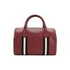 Red And White Striped Fashion Boston Leather Crossbody Handbag Women Handbag Dark-Red 6219689-00524