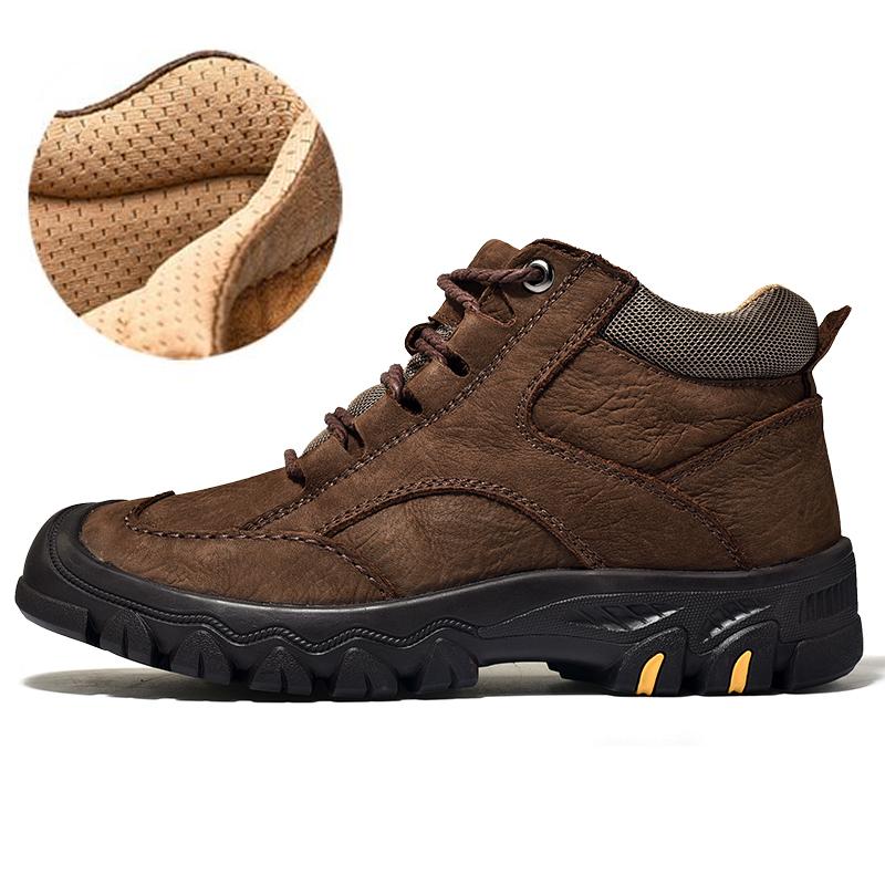 Pánské boty z pravé kůže Vodotěsné outdoorové pánské boty Pohodlné pánské vycházkové turistické boty