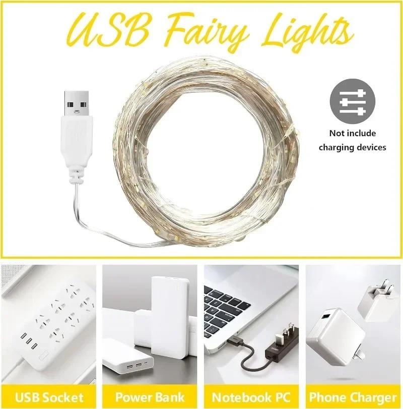 10M/20M Waterproof 8Modes USB Copper Wire LED String Fairy Light With 13Key Remote For Xmas Party Christmas Decoration  Year