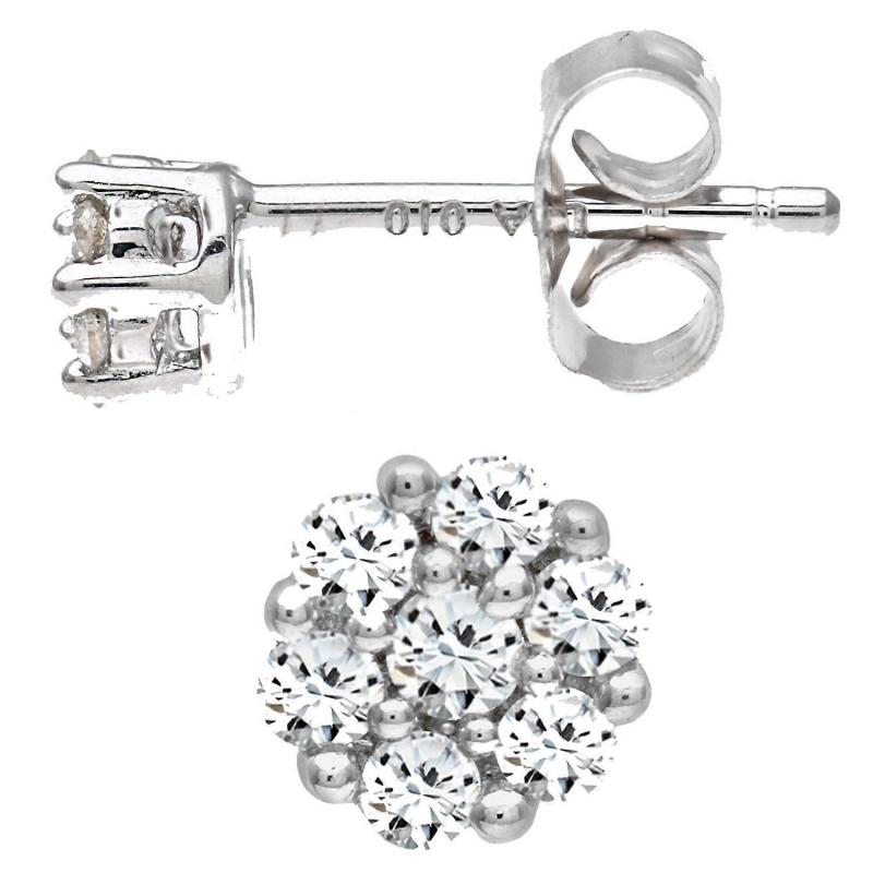 White Gold Round 1/4ct Diamond Cluster Stud Earrings