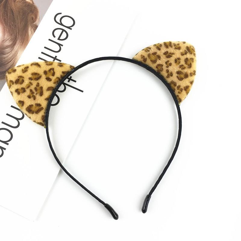 Korean Cute Leopard Print Cat Ear Hair Accessories Sweet Super Adorable Cartoon Headband Trendy Hair Clip for Selfie