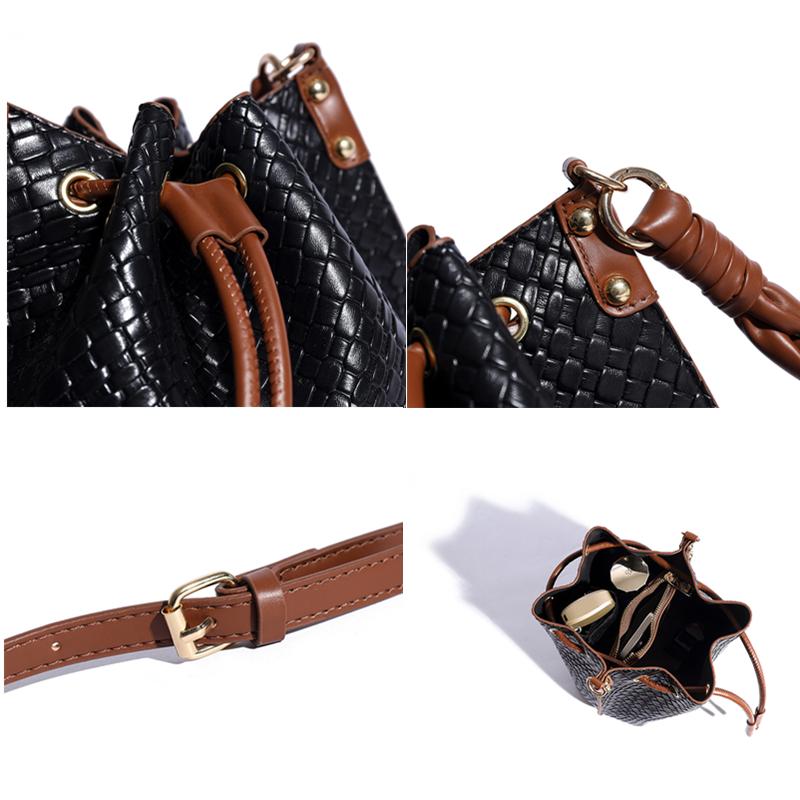 Women's Leather PU Shoulder Bag Bucket Crossbody Bag for Girls Office Bag Large Capacity Luxury Fashion
