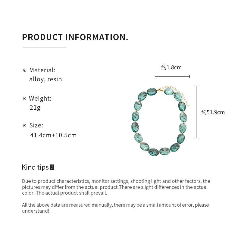 Vintage niche resin oval geometric clavicle chain fashion simple temperament high sense necklace women