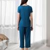 Women's Fashionable V-neck Casual Short-sleeved Loungewear Lace Pajamas Loose, Comfortable, Breathable Plus Size Color Top
