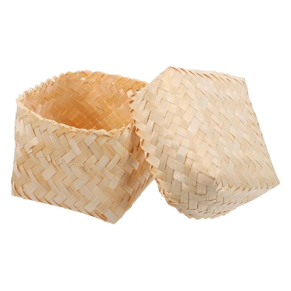 Reusable Bamboo Woven Gift Box Handmade Wedding Cookies Candy Box Bamboo Teas Tin  Party Decoration
