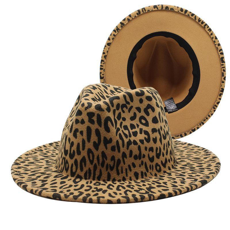 Vânzare Fierbinte Pălărie Fedora Neagră pentru Doamne Pălărie Leopard Pălărie Jazz pentru Bărbați Pălărie Înaltă de Primăvară Pălărie Jucător Pălărie cu Margini Mari