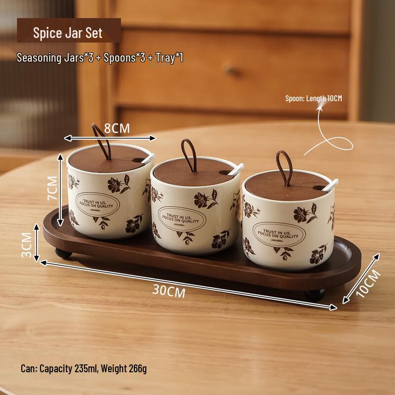 Ceramic Seasoning Jar Set with Tray