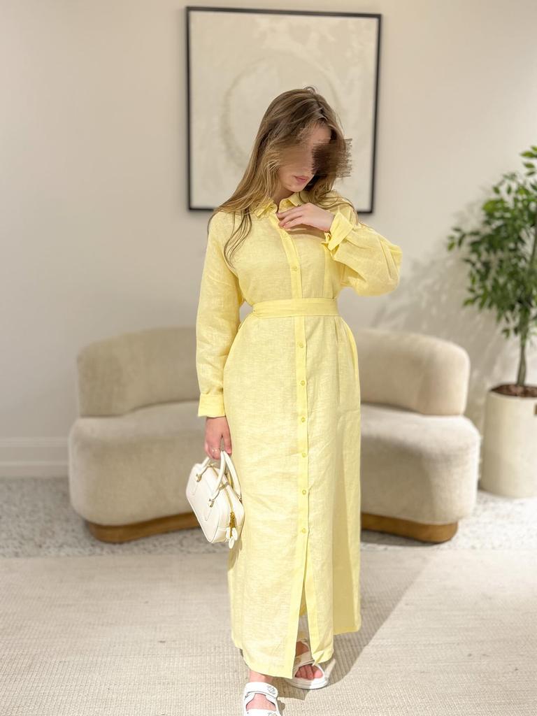 New Autumn/Fall Ins Style Loose Women's Pocket Casual Stand Collar One-Button Cotton Linen Dress