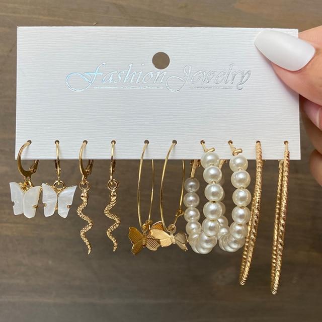 Tone Color Snake Drop Earrings Set Geometric Long Tassel Dangle Earrings Set For Women Of Earrings JewelryGeometric Drop