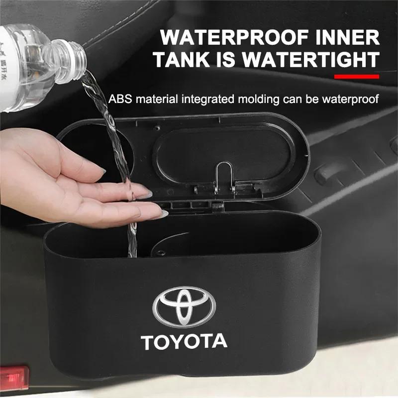 Can Auto Emblem Garbage Box Bin Storage Trash Car Accessories For Toyota Chr Corolla Yaris Rav4 E150 E120 Land Cruiser 200