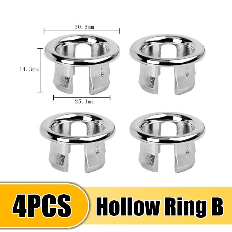 1/4Pcs Sink Hole Overflow Cover Basin Trim Bath Sink Holes Drain Cap Replacement Bathroom Wash Basin Hollow Overflow Rings Plug