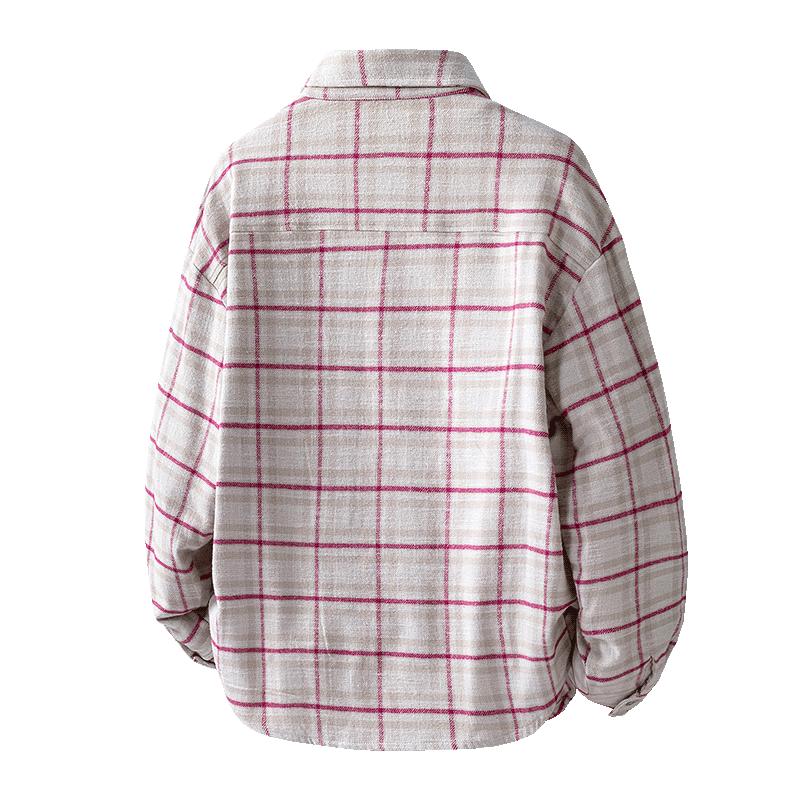 American Simple Plaid Long-sleeved Shirt for Men and Women in Spring and Autumn New Loose Casual Couple Shirt Jacket