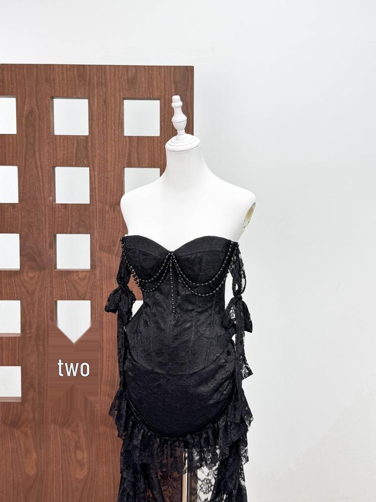 Exquisiter trägerloser Bodycon-Trompetenrock mit Perlenbesatz