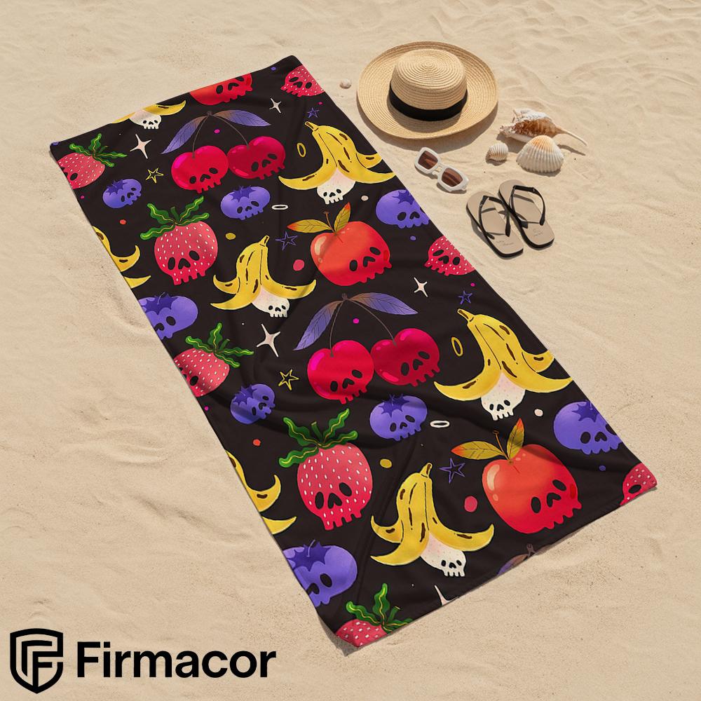 Skull Fruit Cartoon Anime Beach Towel Microfiber Quick Dry Super Absorbent Soft Bath Towel for Kids Adults Travel