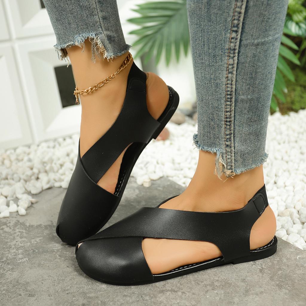 Fashion Retro Women Sandals Soft Sole Casual Girl Ugly Cute Shoes Summer New Flat Heel Peep Toe Sandals Minimalist Rome Shoes for Women