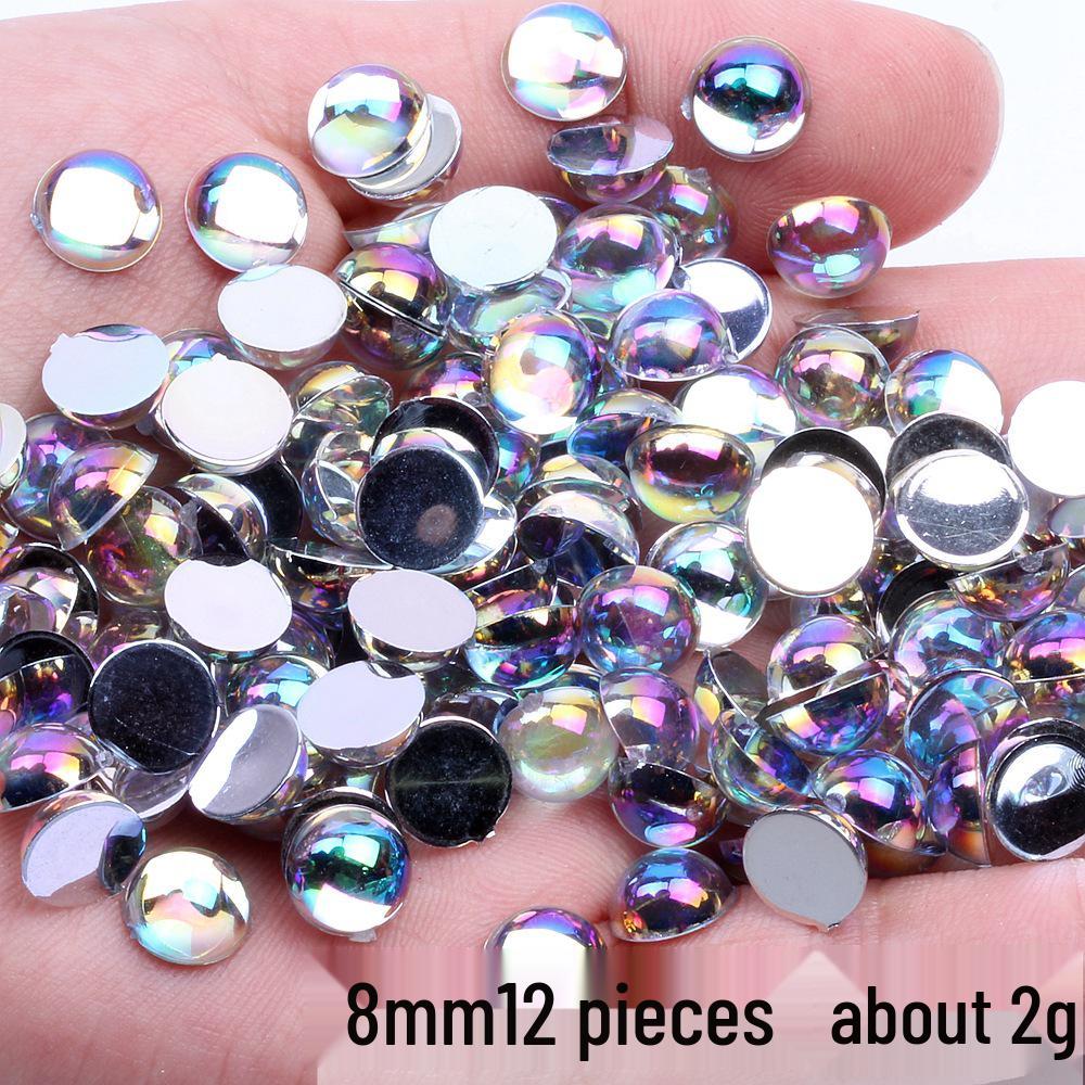 DIY Mobile Phone Jewelry: Glossy AB White Round Flat-Bottom Accessories