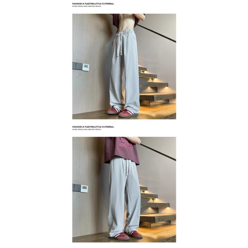 Men Cool Breathable Loose Straight Versatile Casual Thin Long Pants