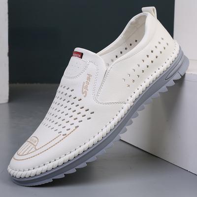Summer Mens Shoes Casual PU Men Loafers Flat Hollow Out Breathable Driving Shoes Retro Slip On Moccasins Zapatillas Hombre