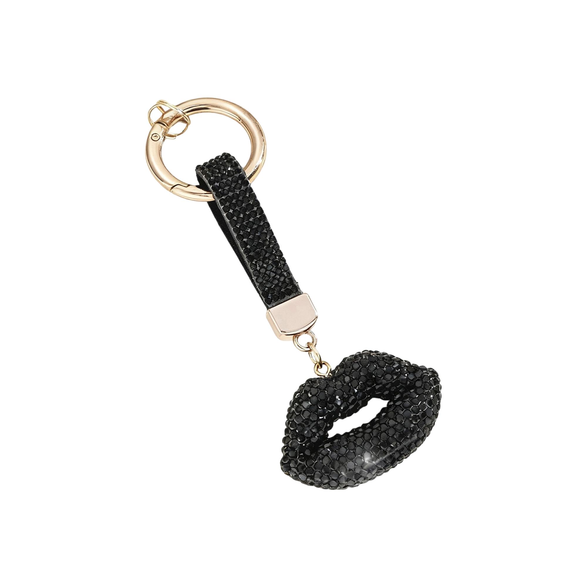 Chic Sparkling Lip Keychain Stylish Dazzling Key Ring Charm for Bag Purse Car Keychain Gift Accessory 10cmx2cm чёрный