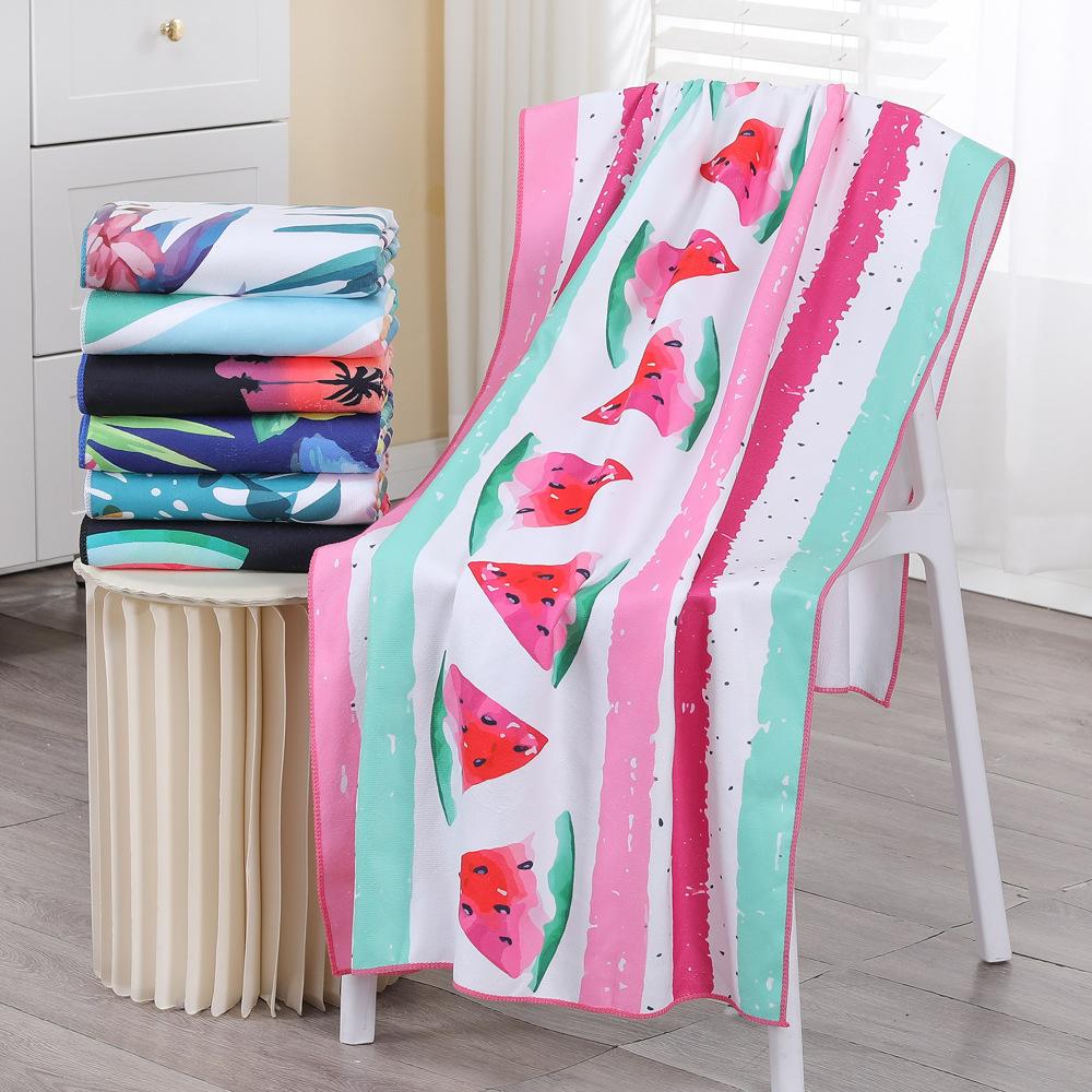 In Stock Large Thick Microfiber Beach Towel Quick-Dry Sun Protection Soft Shawl Printed Bath & Sports Towel