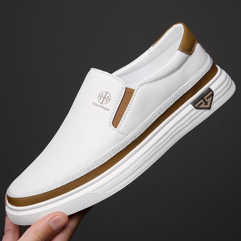 Men's Handmade Leather Shoes Luxury Casual Shoes White Male Loafers Moccasins Office Formal Flats Outdoor Slip On Shoes for Men