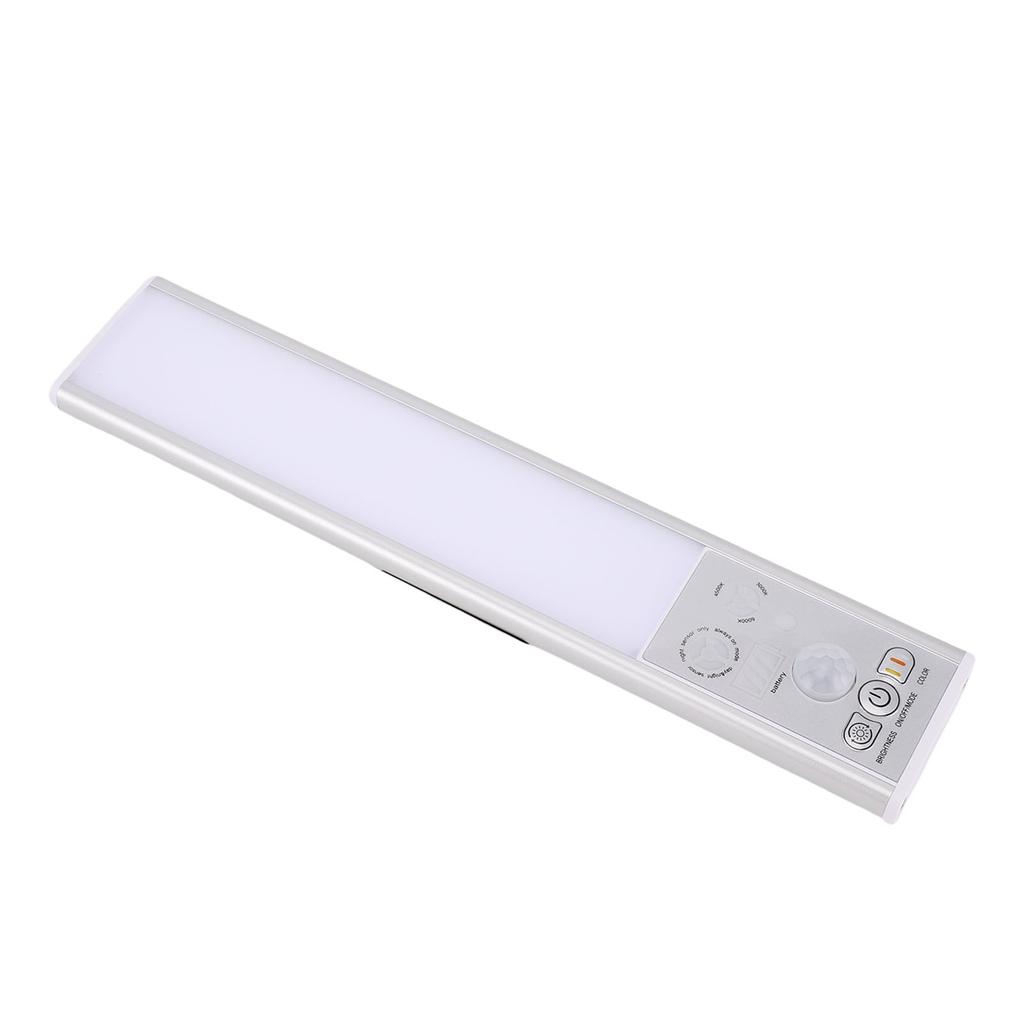 Under Cabinet Light Rechargeable Motion Sensor Lamp for Home Kitchen 3 Color Temperature Adjustable 30cm Length Silver