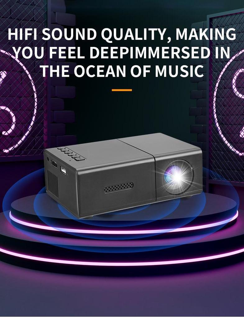YG300S Mini Portable Projector for Kids and Home Entertainment, 1080p Support