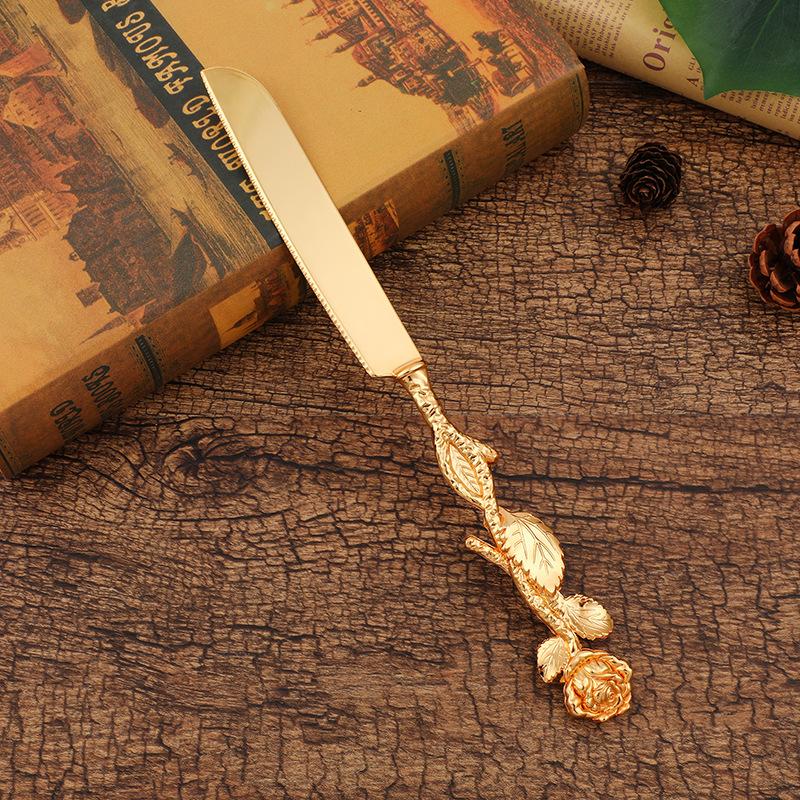 Creative European Dessert Baking Tool Cake Pizza Cutter Shovel Set Rose Handle Combination Two-piece Set