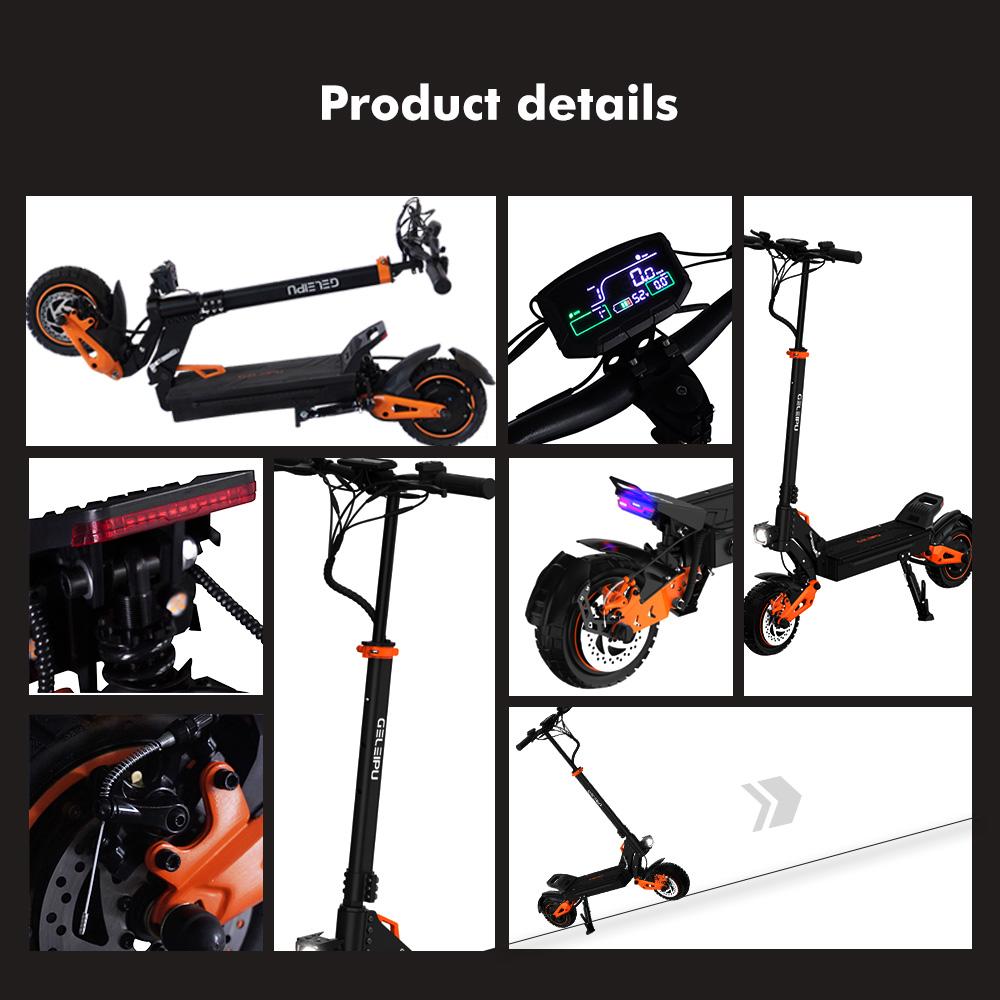 GELEIPU Z1 PRO Off-road Electric Scooter 1200W*2 Motor 52V 20Ah Battery 10 inch Tires 65km/h Max Speed 70km Range Adult Scooter