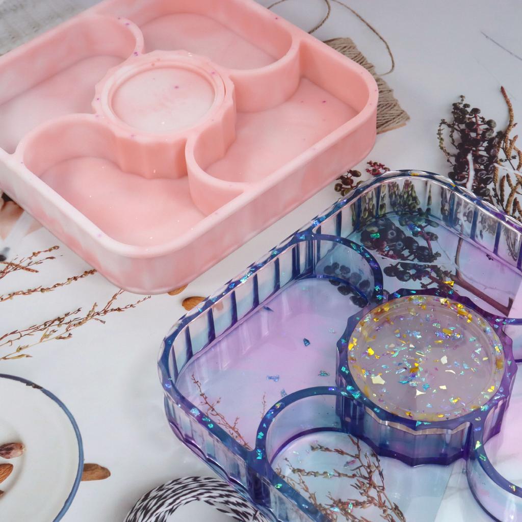 WTEMPO Fruit Storage Compartment Tray Dropper Mold Table Creative Fruit Tray Storage Box Silicone Mold