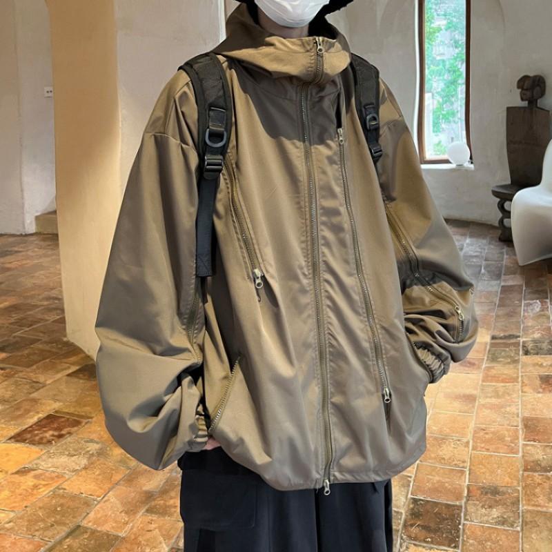 Unisex Hooded Windbreaker Jacket Men Women Outdoor Casual Loose Fit