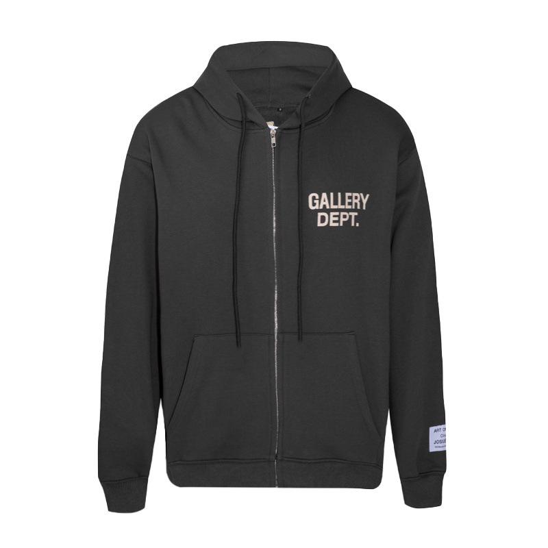 Unisex Zipper Hoodie with Logo Slogan Print by Gallery Dept