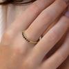 Huitan Thin Band Blue Cubic Zircon Women Rings Gold Color Chic Finger Accessories Daily Wear Fashion Versatile Jewelry Drop Ship