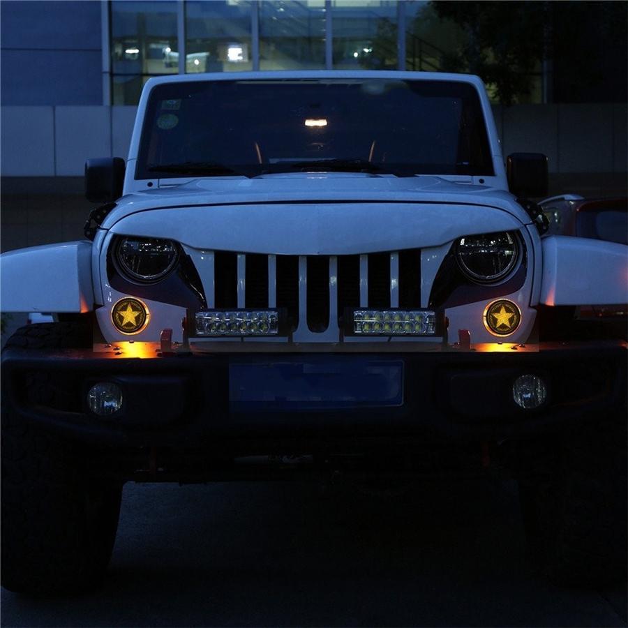 

2 Pcs Five Star Style Yellow LED Turn Signal Light For 2007-18 Jeep Wrangler JK