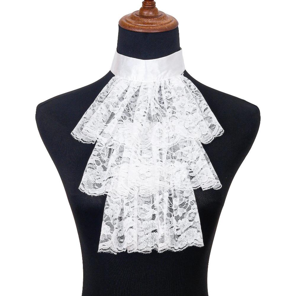 Detachable Lace Jabot Collar Solid Color Ruffled Neck Collar  Stage Performance Costume Accessory