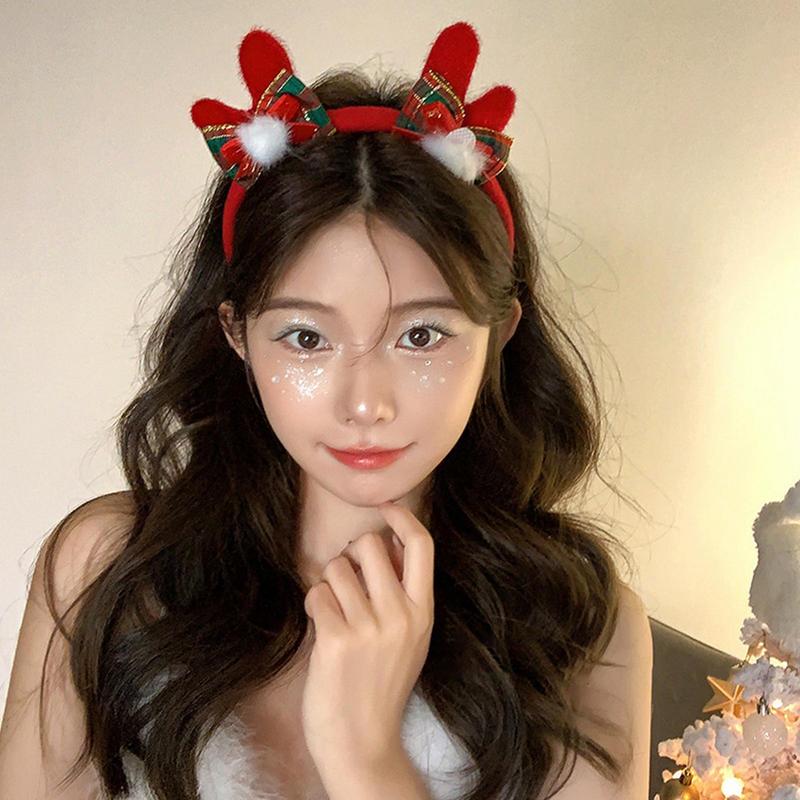 

Christmas Antlers Headband Red Christmas Realistic Hairband Festive Deer Cosplay Headband For Adult For Kids Women Holiday CN