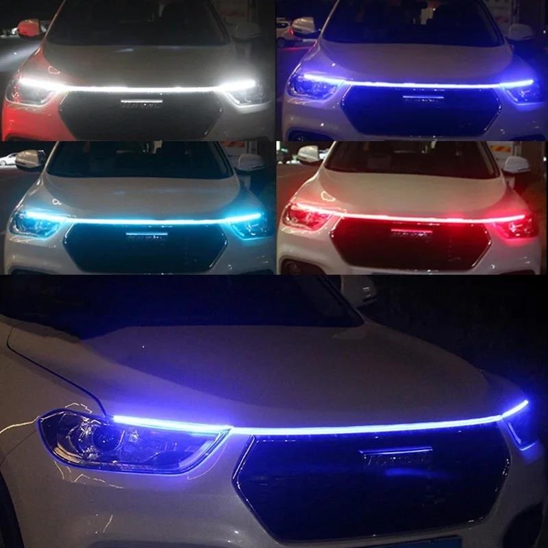 150cm LED Daytime Running Light Scan Starting Car Hood Decorative Lights DRL Auto Engine Hood Guide Decorative Ambient Lamp 12V Dome Lights 6