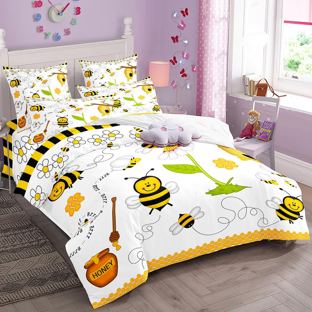 Bettwäsche-Set Digitaldruck Bequeme Bettbezüge für Wohnzimmer Schlafzimmer Dekoration, 1 Bettbezug und 2 Kissenbezüge mit Reißverschlüssen