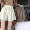 Women's High-Waist Black Leather Shorts: Small, Wide-Leg, Casual Autumn/Winter Base Layer.