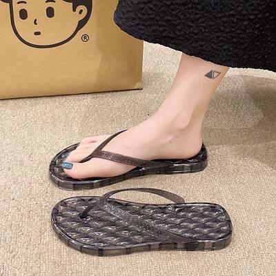 Fashion Flat Woman Slippers Soft Crystal Sandals Flip Flops Shoes for Women On Beach Summer Footwear Slip-resistant 2025 Trend 39 Slides