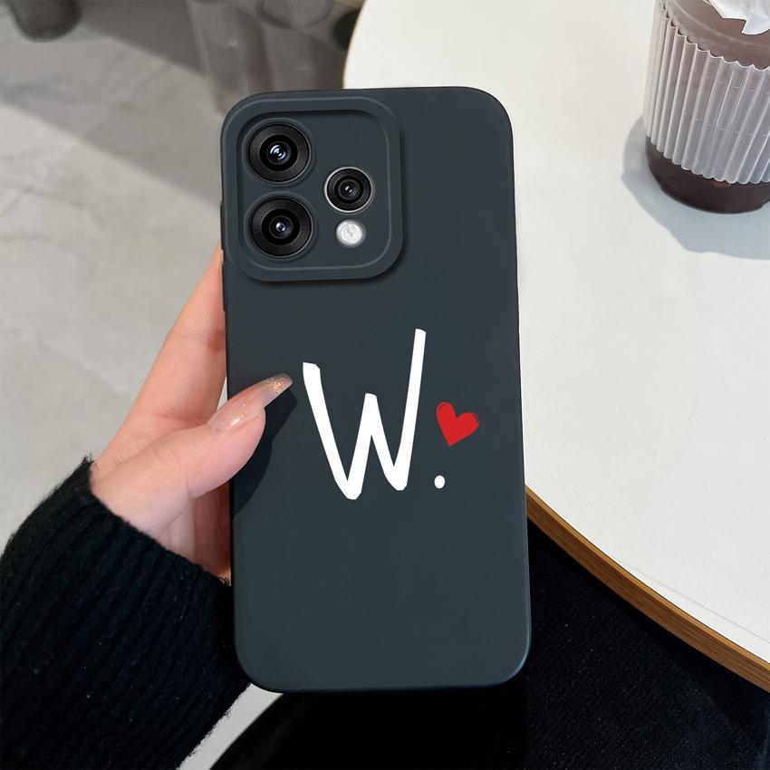 Cute Red Love Heart Letters Pattern Phone Cover For Oppo Reno 15 14 13 12 11 Pro 15F 14F 13F 12F 11F 5G Shockproof Silicone Camera Lens Protector Case