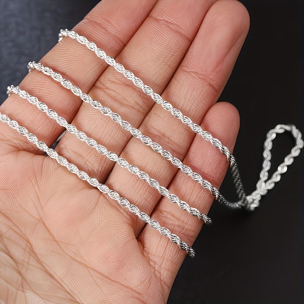 1pc Gorgeous Silvery Twisted Rope Chain Necklace, Long Sweater Chain - Perfect For DIY Pendant Necklace For Girls, DIY Necklace, 16"-30"