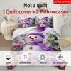 3PCS Christmas Snowman Cute Quilt Cover Set, high-definition printed bedding set, 1pc quilt cover +2pc pillowcase without pillow