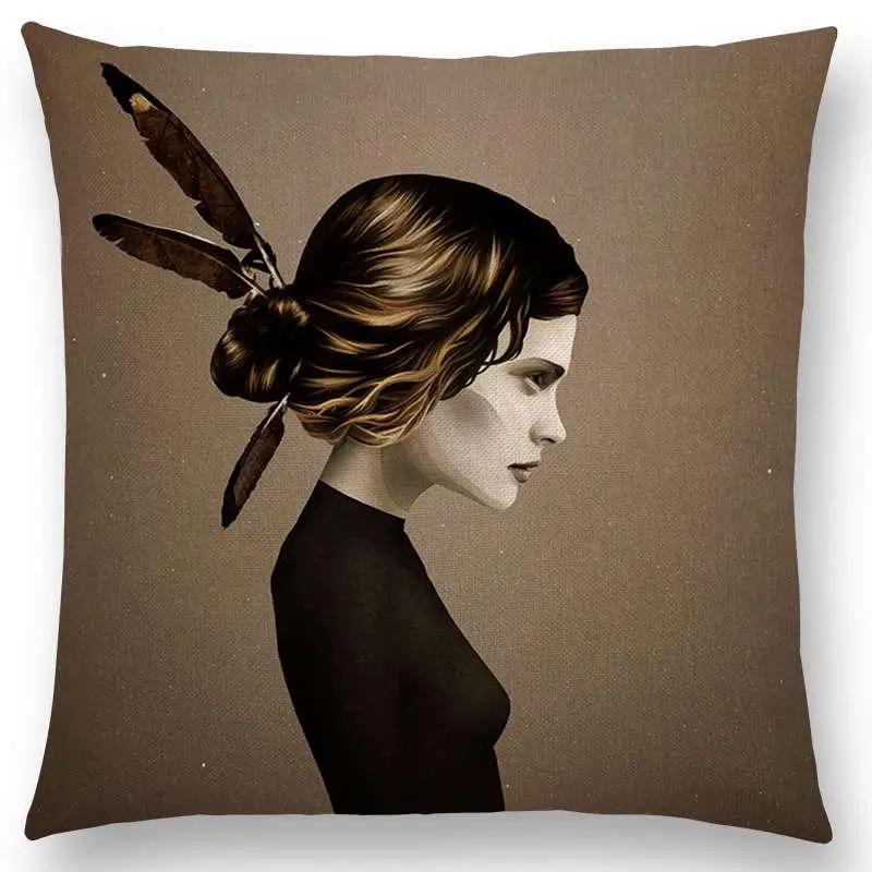 New Black White Style Wonder GirlSofa Pillow Case Elegant Lady Miracle Beauty Portrait Noble Mind Gorgeous Ideas Cushion Cover