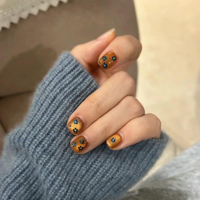 Ins Style Press On Nails Butterfly Pearl Handmade Fake Removable Women